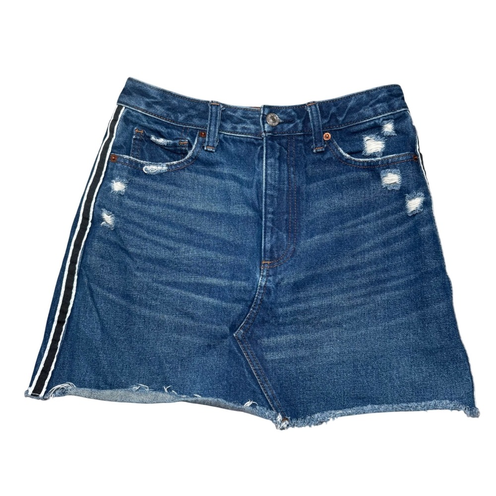 Y2K Abercrombie & Fitch Zoe Vintageβ A-Line Denim Skirt 26/2 Distressed Raw Hem